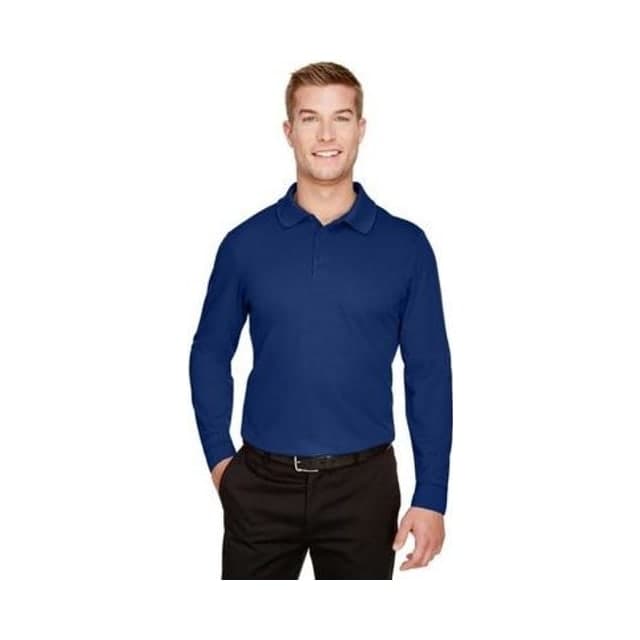 Devon & Jones CrownLux Performance™ Men's Tall Plaited Long Sleeve Polo